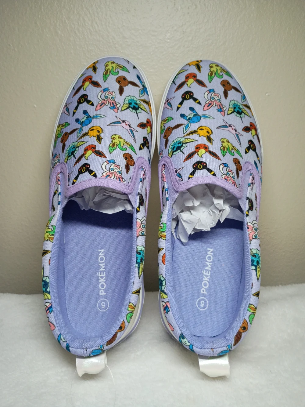 Pokemon Kids Slip-On Sneakers Lavender Multicolor Eevee Evolutions